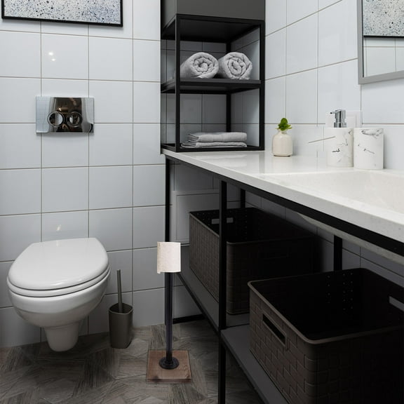 HAMPPLIES Kitchen Organizer Black Metal Paper Towel Holder 1Pack 13.8x5.9in