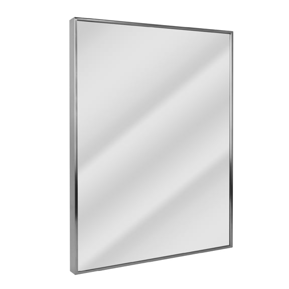 Head West 24x30" Brushed Nickel Metal Stainless Steel Framed Modern Bathroom Vanity Wall Mirror