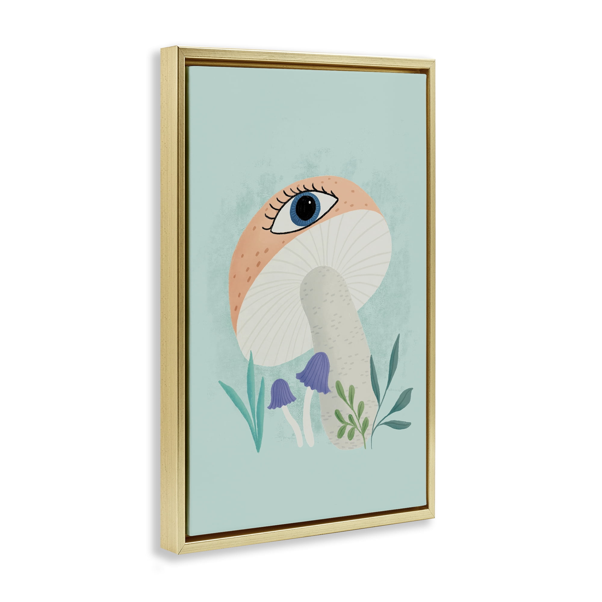 Stupell Industries Mushroom with Mystical Eye Gold Framed Floater Canvas Wall Art, design by Metka Hiti
