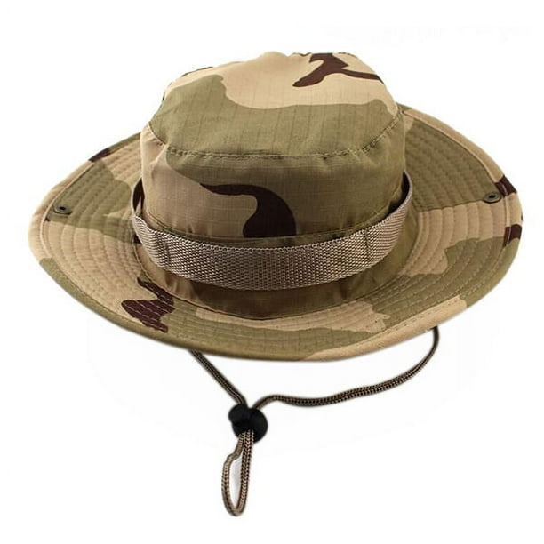 KAKOWELY Sombrero de pescador Boonie para senderismo, pesca y actividades al aire libre (Camuflaje desértico tricolor)
