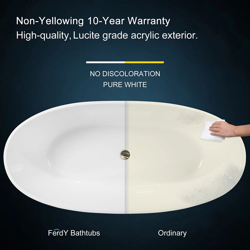 Kepooman 66" Oval Shape Stand Alone Acrylic Soaking SPA Tub, Modern Freestanding Bathtubs Kepooman 66" Oval Shape Stand Alone Acrylic Soaking SPA Tub, Modern Freestanding Bathtubs