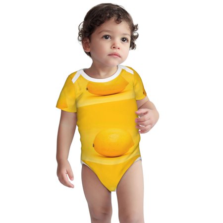 

Haiem Yellow Lemon Printed Unisex-Baby Short Sleeve Onesies Bodysuits Unisex Babies Snap-Up Rompers-6 Months