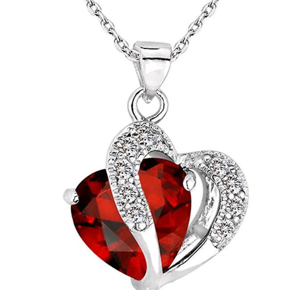 Siam Ruby Heart Crystal Necklace - Walmart.com