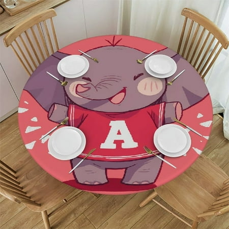 

Autua Cute Elephant Mascot Round Tablecloth Stain-Resistant & Washable Ideal for Indoor and Outdoor Dining Waterproof Home Kitchen Outdoor Decoration 38 -42