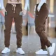 thumbnail image 4 of Pantalones para hombre, pantalones casuales de pana con bolsillos, para hombre, negros, ajustados, elegantes, nuevos, en poliéster, estilo coreano clásico, tendencia, venta, 4 of 5