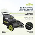 thumbnail image 3 of Sun Joe Manual Leaf Sweeper, Lightweight 21" Yard Lawn Tool with 22 Gallon Collection Bag, 3 of 9