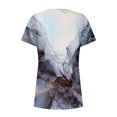 thumbnail image 5 of ICHUANYI Clearance Womens Summer Printed Patchwork Buttons Short Sleeve Rround-Neck Casual Blouse Tunic Tops(Light Blue, L) ICHUANYI WER2023081504309, 5 of 5