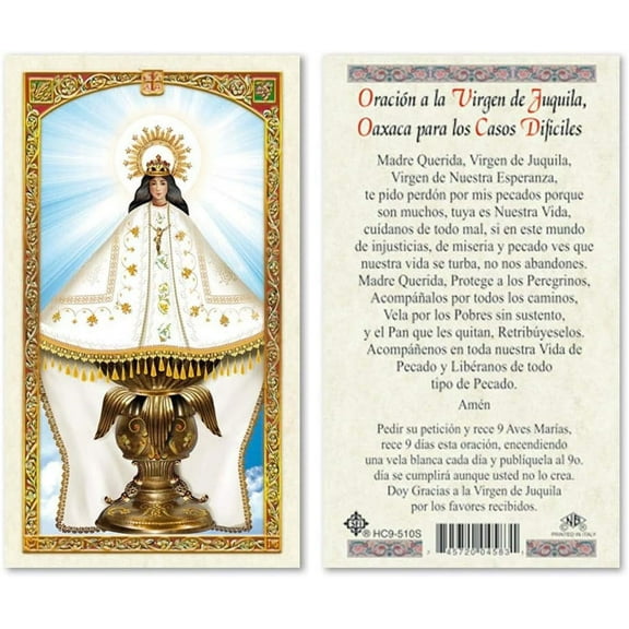 Oracion a La Virgen de Juquila Laminated Prayer Cards - Pack of 25- Spanish