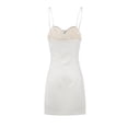 thumbnail image 2 of Coduop Women Spaghetti Strap Mini Dress Pearl Rhinestone Backless Low Cut Party Short Dresses, 2 of 3