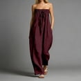 thumbnail image 2 of SONXAHE Womens Strapless Jumpsuit Smocked Tube Top Wide Leg Pocket Daily Bottoms, 2 of 5