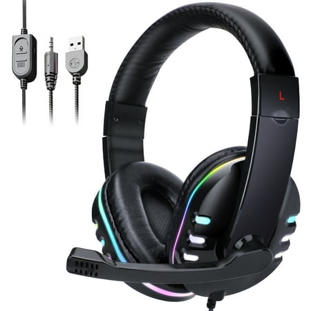 EEEkit Gaming Headset Fit for PC, PS4/PS5, Xbox One, Nintendo Switch, 3.5mm Wired Over-Ear Headphones with Stereo Noise Canceling Microphone, for Laptop, Desktop, Smartphone, Tablet
