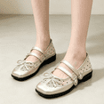 thumbnail image 3 of EKVAHL Women's Orthopedic Mary Jane Flats, Mesh Polka Dot Ballet Shoes, Arch Support Office Daily Dress Shoes Gold, 3 of 4