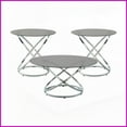 thumbnail image 3 of Modern 3-Piece Coffee Table Set with Black Tempered Glass & Chrome Base - Easy-Clean for Living Room, 3 of 6
