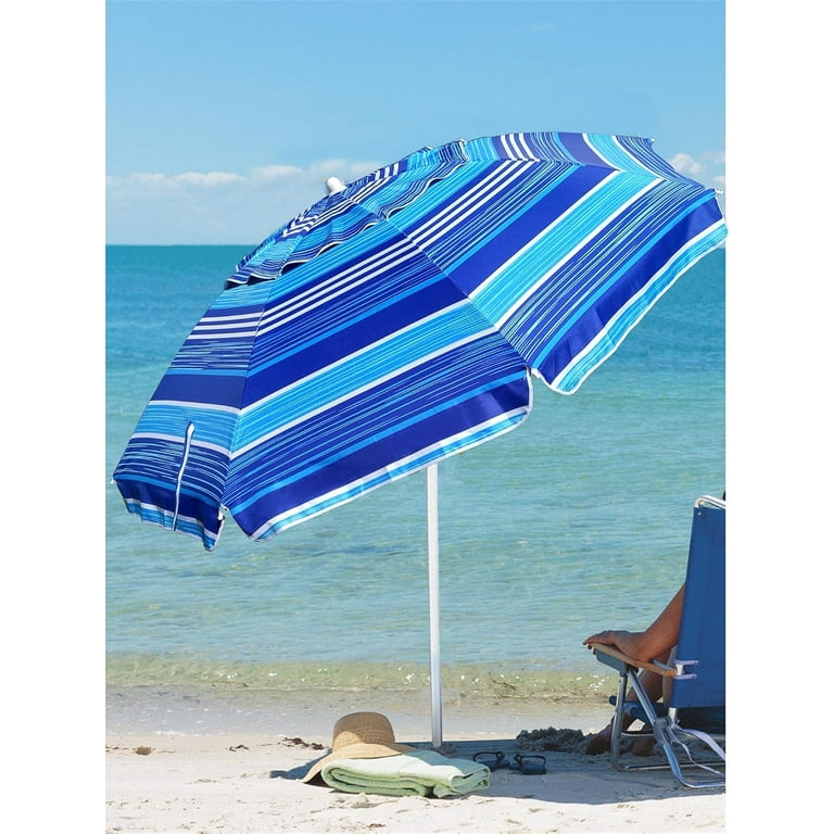 ammsun 6.5 ft outdoor patio beach umbrella sun shelter AMMSUN 6.5ft Outdoor Umbrella,Blue Stripes