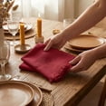 thumbnail image 6 of Accent Home Cloth Napkins with Fringe,18 x 18 Inches Cotton Linen Napkins Set of 12 Versatile Handmade Square Rustic Fringe Napkins for Dinner, Wedding and Parties, Red, 6 of 9