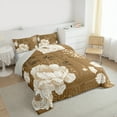 thumbnail image 4 of Manfei Retro Ustic Flower Queen Comforter Set,Natural Plant Bedding Sets,Brown Beige Bedding Comforter Set For Girls Boys,Super Cozy Room Decor Reversible,3-Piece, 4 of 9