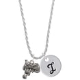 thumbnail image 1 of Delight Jewelry Silvertone Saddle Silvertone Script Initial Disc - I - Charm Necklace, 20"+3", 1 of 4
