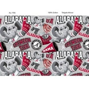 University of Alabama Cotton Fabric on Heather Grey ground with Mascots