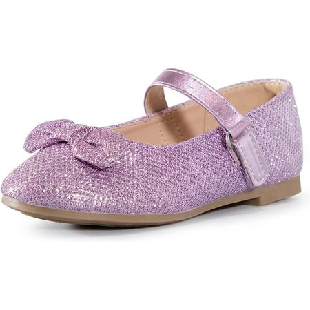 Kushyshoo Girl s Purple Glitter Ballet Flats Soft Mary Jane Dress Party Shoes Non-Slip 12M