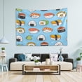 thumbnail image 5 of Cute Sushi Tapestry Wall Hanging Tapestries Happy Colorful Hippie Psychedelic Art Polyester Carpet Wall Decorative for Living Room Bedroom 90x60inch, 5 of 7