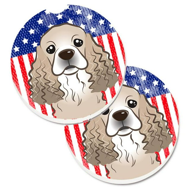 Drapeau Américain & Cocker Épagneul Ensemble de 2 Porte-Gobelets Voiture Coaster