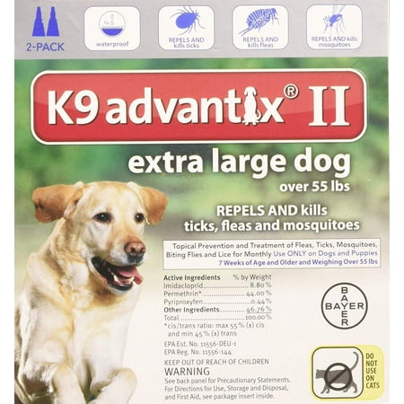 Bayer K9 Advantix II, Flea And Tick Control Treatment for Dogs, Over 55 Pound, 2-Month Supply By Bayer Animal