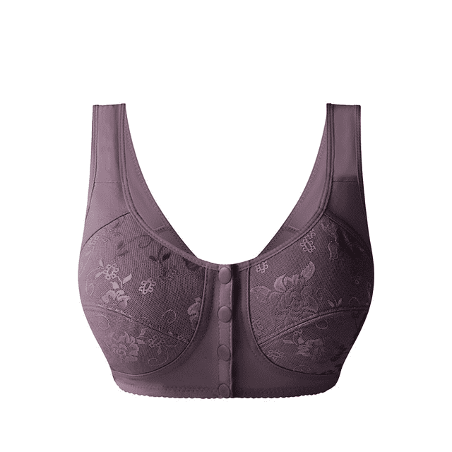 ManxiVoo Plus Size Supportive Tank Top Bra Front Closure Full Coverage Non Padded Comfort Underwire Free Design A Size Purple