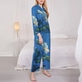 thumbnail image 3 of Yiaed Hibiscus Flowers Calm Water Print Pajamas Women's Long Sleeve Sleepwear Soft Button Down Loungewear Pjs Lounge Set Nightwear Womens Pajama Pants-X-Large, 3 of 7