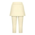 thumbnail image 5 of Fglymey Skirt with Leggings Attached for Women Workout Knee Length Swim Capris Pants Beige S, 5 of 6