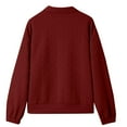 thumbnail image 6 of Ecqkame Women's Lapel Sweatshrits Quarter Zip Pullover Sweatshirt Casual Long Sleeve Fashion Solid Color Pullover Tops Wine S, 6 of 7