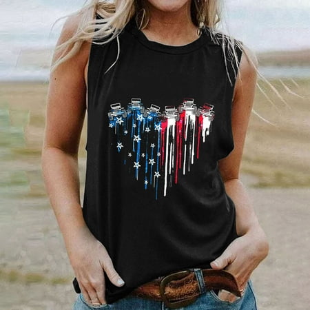 

Simplmasygenix Summer Young Adult Tank Top for Independence Day Fashion Vest Patriotic T-shirt Summer Loose Vest