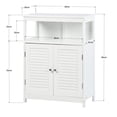 thumbnail image 3 of Gabinete Piso Almacenamiento Baño Independiente con Puerta Persiana Doble y Estante Ajustable,Estilo Nórdico Escandinavo, para Baño, Sala Estar, Cocina, Fácil Montaje,Blanco, 3 of 9