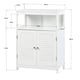 thumbnail image 3 of Gabinete Piso Almacenamiento Baño Independiente con Puerta Persiana Doble y Estante Ajustable,Estilo Nórdico Escandinavo, para Baño, Sala Estar, Cocina, Fácil Montaje,Blanco, 3 of 9