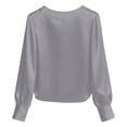 thumbnail image 5 of Lkhaha Womens Tees Tops Elegant Solid Long Sleeve Satin Finish Pearl Embellishment Workout Clothes Light Purple 2XL, 5 of 7