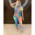 thumbnail image 3 of Gzhioc Women 2 Piece Tracksuit Set, Short Sleeve Tie Dye Tops High Waist Pants Bodycon Yoga Sports Summer Outfits, 3 of 7