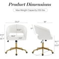 thumbnail image 3 of Home Office Swivel Desk Chair, Modern Velvet Vanity Chair, Height Adjustable Armchair with Gold Base, Ergonomic Office Chair for Task Study Computer Room, Light Blue, 3 of 18