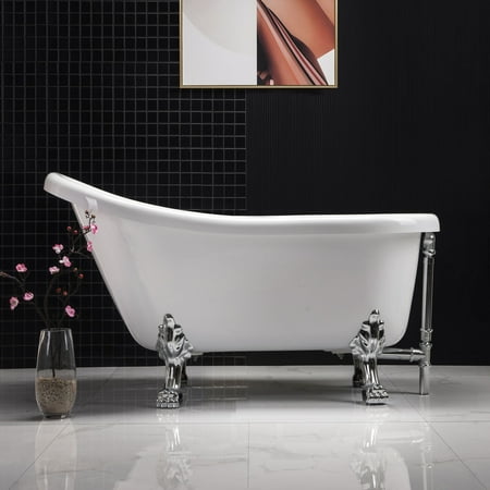Woodbridge 54 Slipper Clawfoot Bathtub With Solid Brass Polished