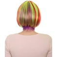 thumbnail image 4 of HPO Adult Womens Rainbow Bob Wig | Colorful Party Ready Fancy Cosplay Halloween Wigs | Premium Breathable Capless Cap, Synthetic Fiber, 4 of 9
