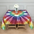 thumbnail image 3 of Colorful Rainbow Tie Dye Spiral Pattern Square Tablecloth,Waterproof Square Table Cover,Wipeable Spillproof Washable Table Cover for Home Kitchen Party Decor 42"X42"(107x107cm), 3 of 6