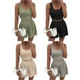 thumbnail image 6 of Douhoow Women Summer 2 Piece Rbbed Outfits, Solid Sleeveless Crop Top High Waist Shorts, 6 of 6