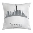 thumbnail image 1 of American Throw Pillow Cushion Cover, New York City Silhouette with Statue of Liberty Famous Town USA Monument Image, Decorative Square Accent Pillow Case, 20 X 20 Inches, Grey White, by Ambesonne, 1 of 1