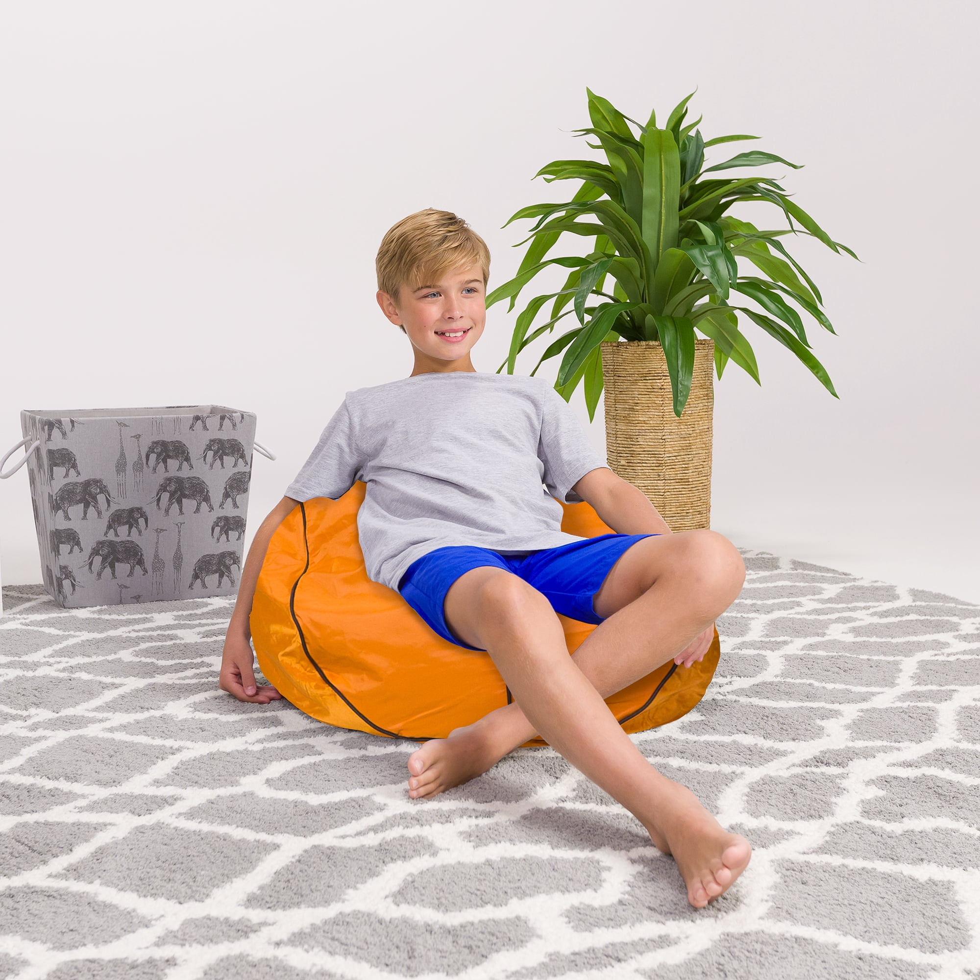 Posh Creations Bean Bag Chair, Kids, 2.25 ft, Basketball Orange