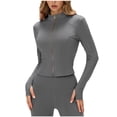 thumbnail image 2 of Favoffer Sportswear Jacket Women's Long Sleeve Stand Collar Elastic Skin Friendly Fabric Tops Slim Fit Athletic Outerwear Yoga Running Workout, 2 of 4
