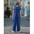 thumbnail image 5 of Arshiner Girls 2 Piece Outfits Summer Clothes Short Sleeve Crewneck Tops Wide Leg Pants Trendy Clothing Sets, 5 of 6