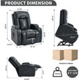 thumbnail image 3 of Power Lift Recliner Chair with Heat and Massage, Lift Chairs for Standing Assistance, 2 Cup Holders, 4 Pockets, USB Charge Port, Breathable Leather, 3 of 6