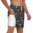 thumbnail image 3 of Picia Cosmic pattern Mens Swim Trunks with Compression Liner Stretch Beach Shorts Quick Dry with Zipper Pockets No-Chafing Board Shorts-Small, 3 of 9