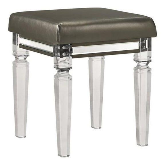 Picket House Furnishings Charlotte Vanity Stool with Acrylic Leg in Dark