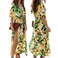 thumbnail image 3 of Women'S Summer Maxi Dress Short Sleeve V Neck Casual Loose Long Beach Split Dresses Green S, 3 of 7