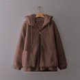 thumbnail image 3 of Women Fuzzy Jackets Milk Cow Print Coat Short Zip Up Coat Pocket Outwears Winter Lined Coat Women Ladies Coats And Jackets Thin Jacket Women Jacket Women Dressy Jacket Women without Hood Fitted Fall, 3 of 3