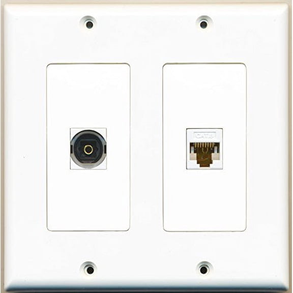 RiteAV - 1 Port Toslink 1 Port Cat6 Ethernet White - Dual Gang Wall Plate
